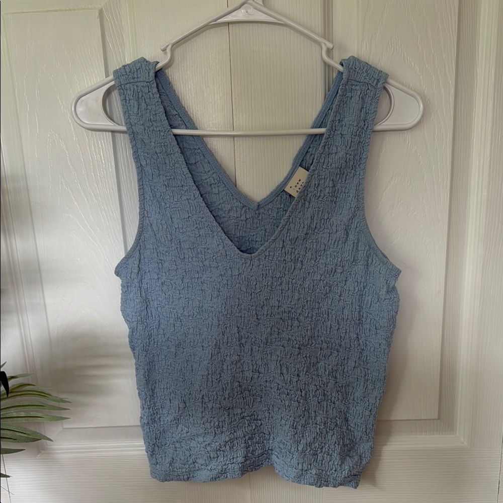 Blue Sleeveless Textured Women's Top
